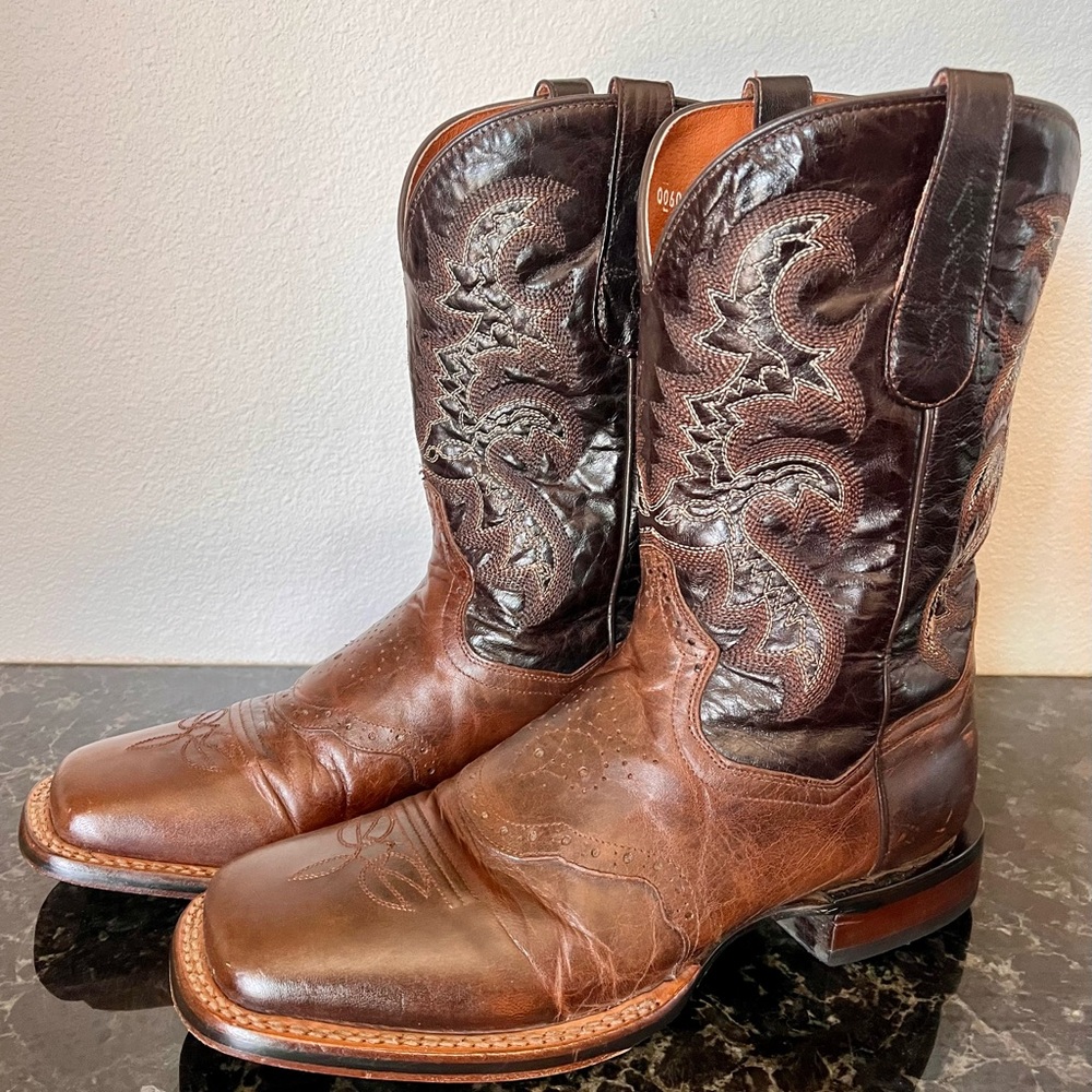 DAN POST MEN'S 11" FRANKLIN BROWN LEATHER SQUARE TOE WESTERN BOOT - Picture 2 of 8